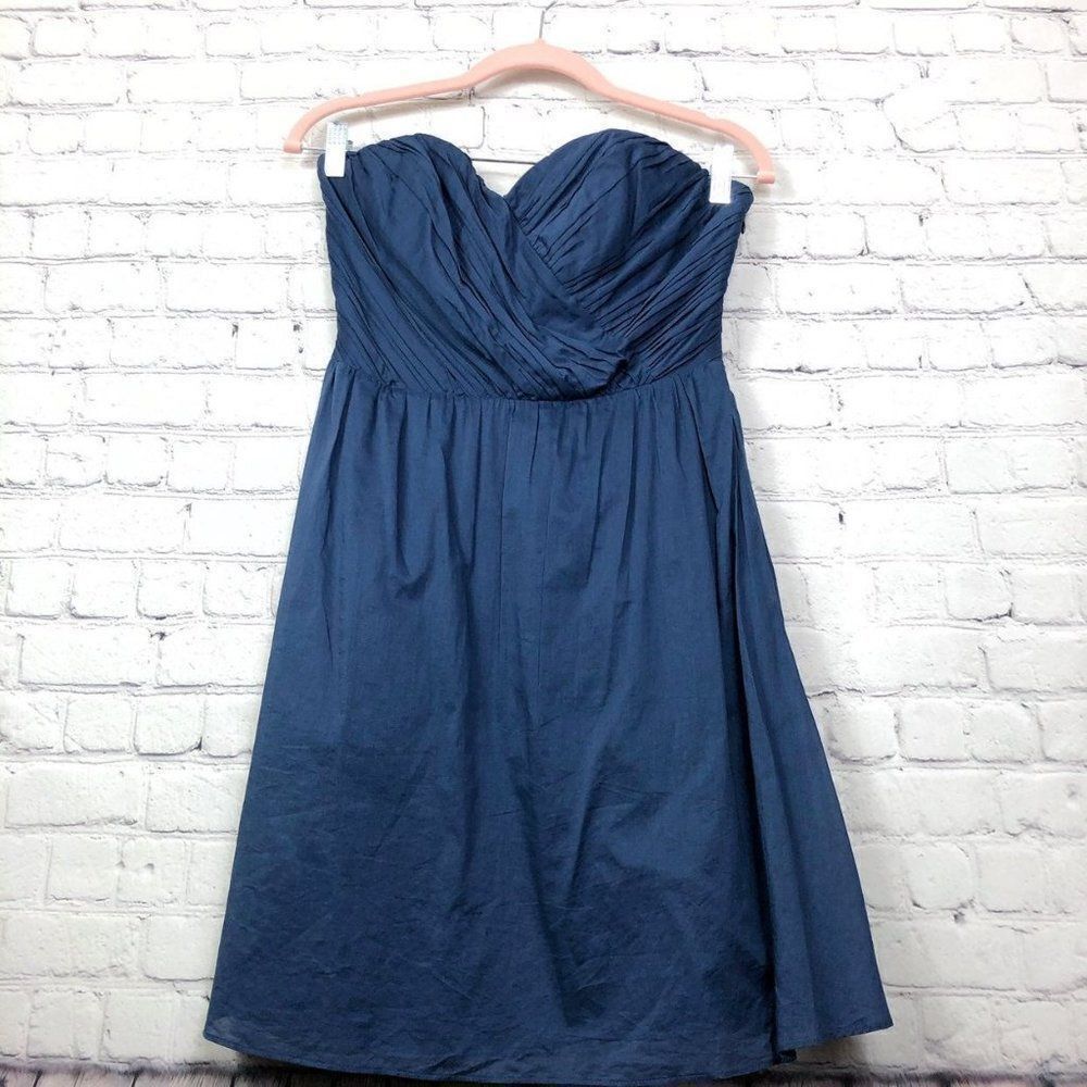 Express Blue Textured Strapless Mini Dress - Picture 3 of 9